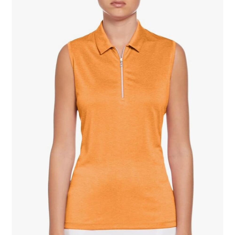 CALLAWAY Women's Sleeveless Golf Polo Shirt XL Orange Quarter Zip NWT